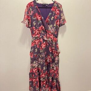 Lulu's Purple and Red Floral Maxi Dress